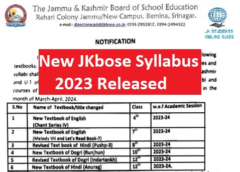 Big Update, JKBOSE announced Revised Textbooks, Syllabi for 2023-24 Academic Session in J&K and Ladakh UT