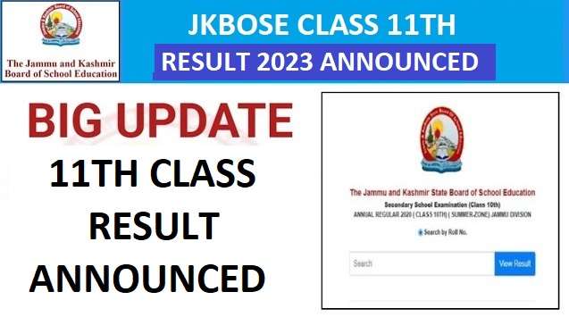 JKBOSE 11th Result 2023 ANNOOUNCED, Search by Name, @jkbose.nic.in