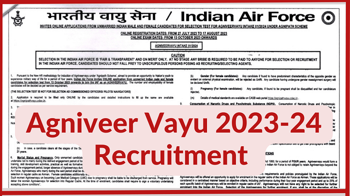 IAF Vacancy 2023 Agniveer Vayu Notification for 3000+ Post Apply Online