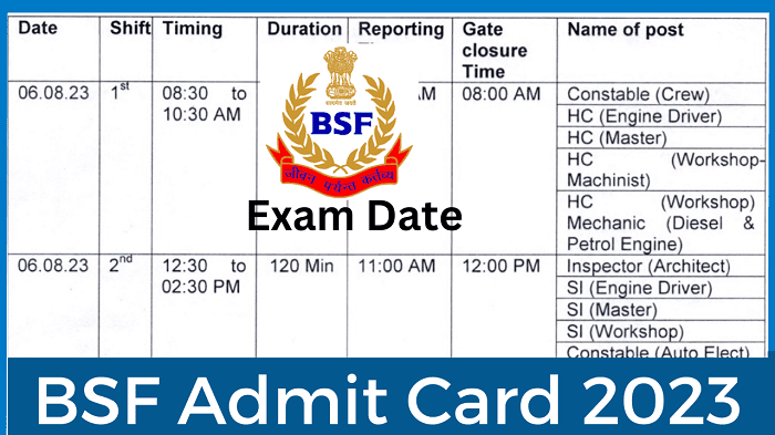 BSF Admit Card 2023 Released Check Exam Date