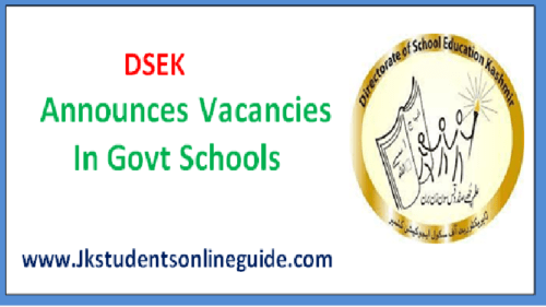 DSEK Announces Vacancies In Govt Schools 