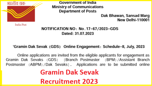 Gramin Dak Sevak New Vacancy 2023 Apply Online for 30041 post, 10th Pass.