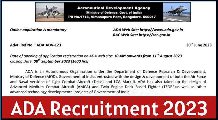 ADA Recruitment 2023 Notification for P.E.