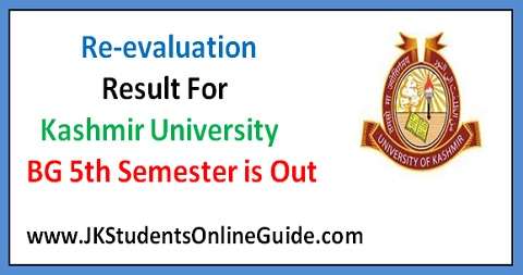 Re-evaluation Result For Kashmir University BG 5th Semester is Out