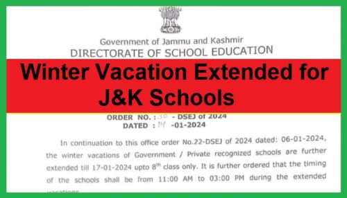 Extension of Winter Vacations Announced For J&K Schools