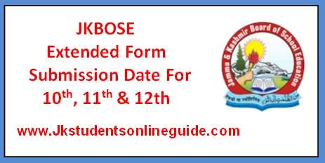 JKBOSE Extends Form Submission Date for Class 10th, 11th & 12th Annual/Private 2024 Exam.