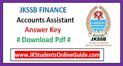 JKSSB Finance Accounts Assistant Answer Key 2024, Download PDF