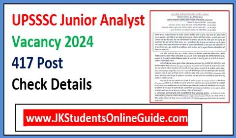 UPSSSC Junior Analyst Vacancy 2024, 417 Post, Check Details
