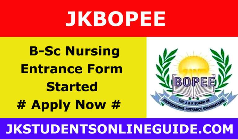 JKBOPEE B.sc Nursing, B.Sc Paramedical Forms Started