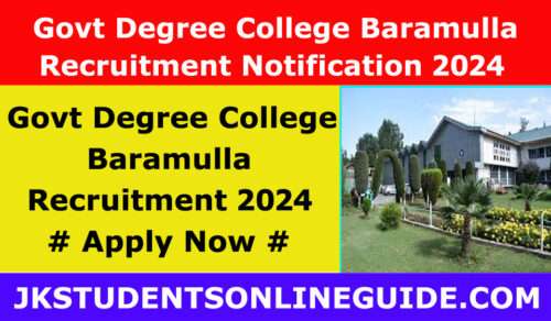 Govt Degree College Baramulla Recruitment Notification 2024