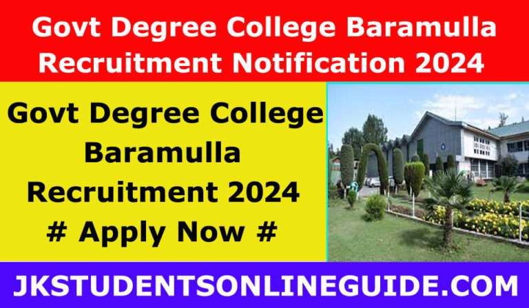 Govt Degree College Baramulla Recruitment Notification 2024