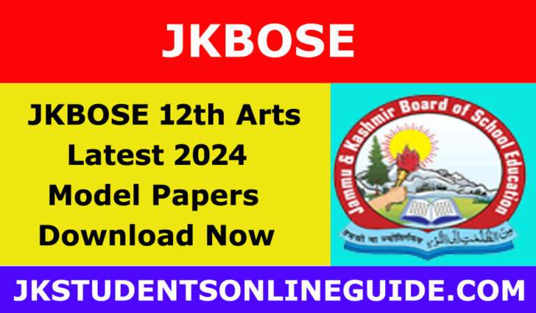 JKBOSE Model Paper of 12th Arts Rationalized (2024)