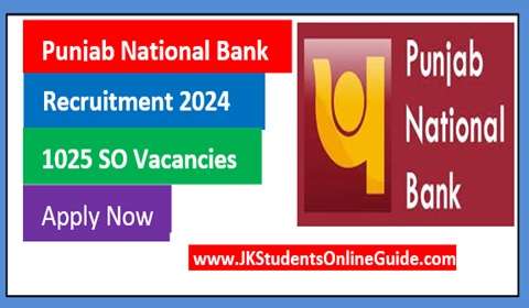 Punjab National Bank Recruitment 2024, 1025 SO Vacancies, Apply Online