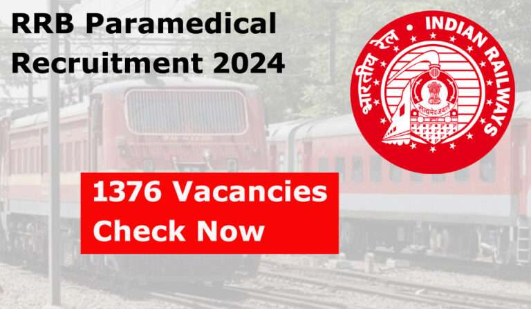 RRB Paramedical Recruitment 2024 Notification Out for 1376 Vacancies, Check Now