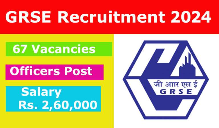 GRSE Recruitment 2024, Apply Online for 67 Officer Posts, Salary 2,60,000